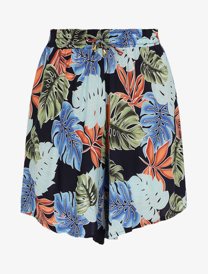 Short fluide imprimé plantes tropicales - Marine - 1