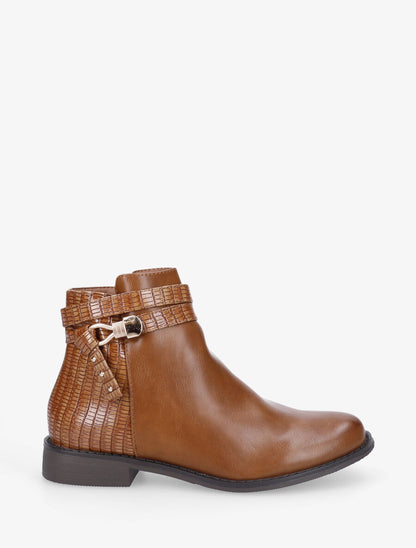 Bottines plates à contrefort python - Camel - 1