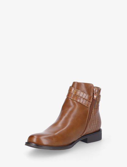Bottines plates à contrefort python - Camel - 3