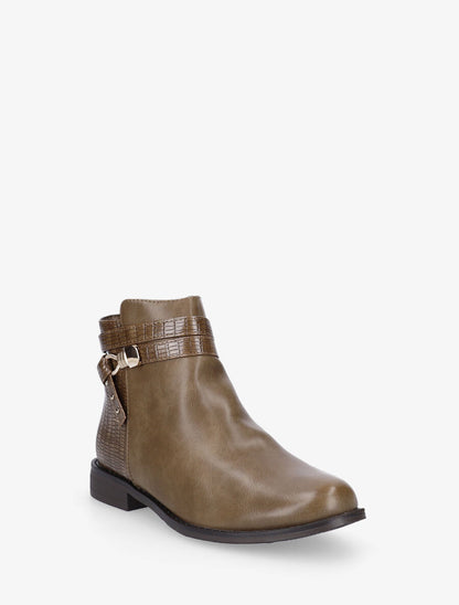 Bottines plates à contrefort python - Taupe - 2