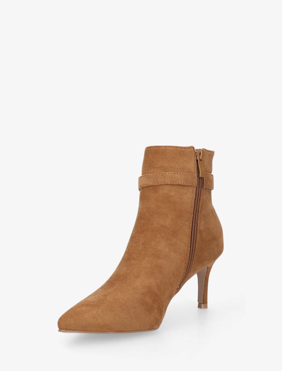 Bottines en suédine à talon aiguille - Camel - 3