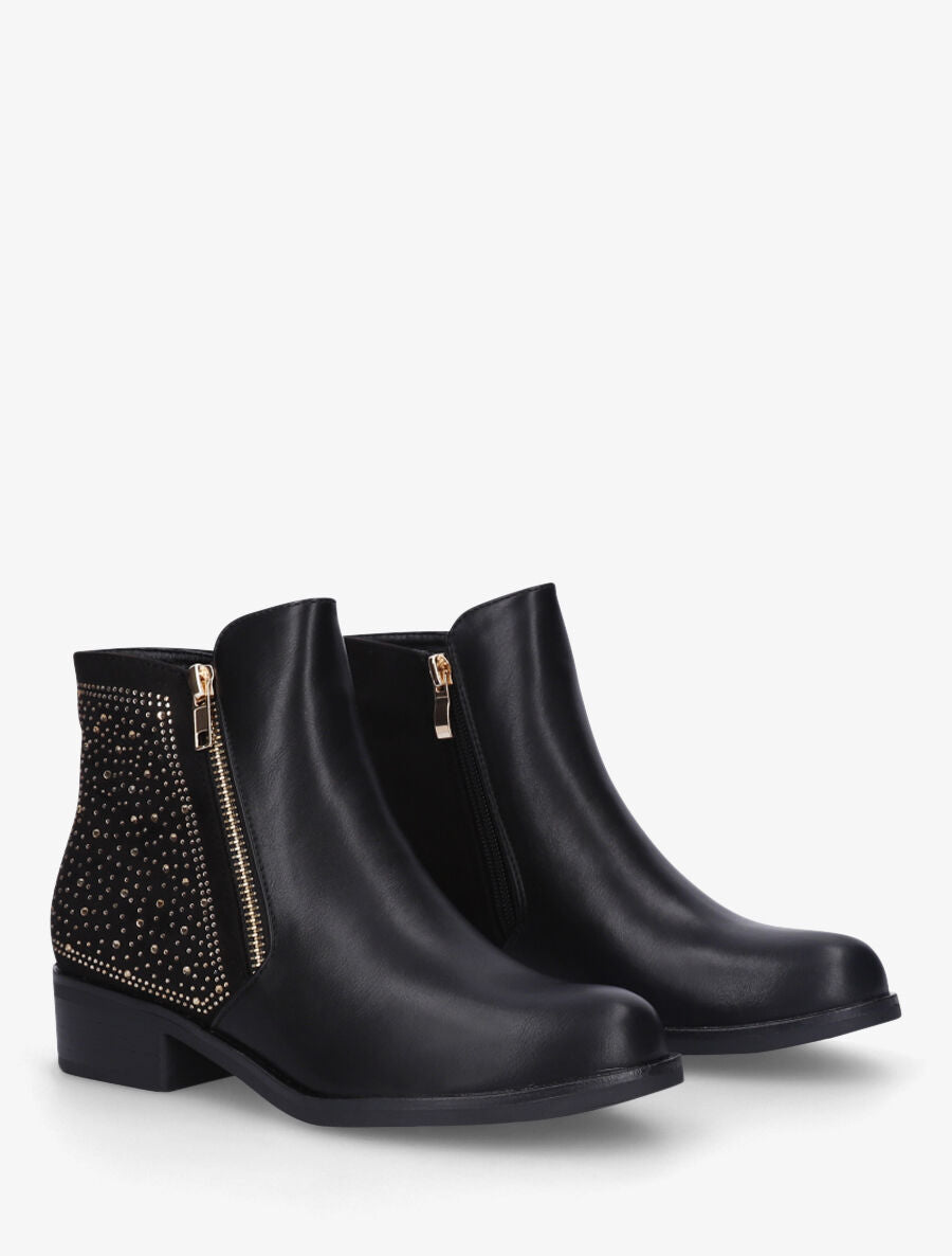 Bottines bi-matière et strass - Noir - 4