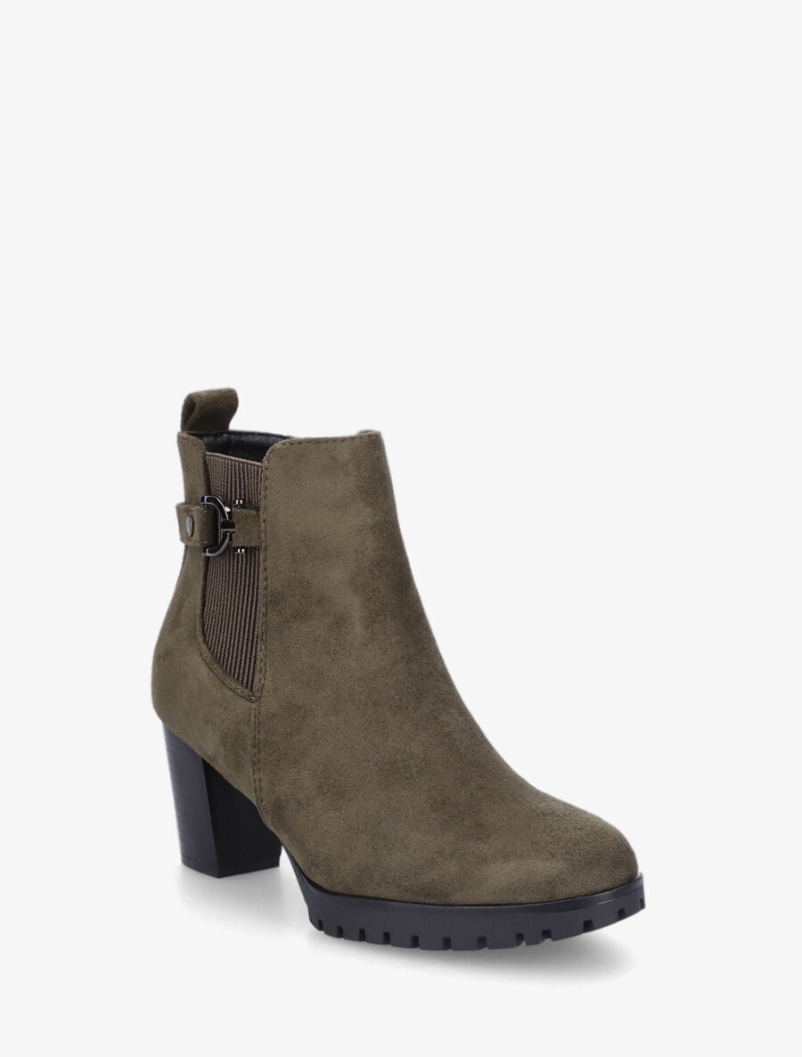 Bottines en suédine à talon - Kaki - 2