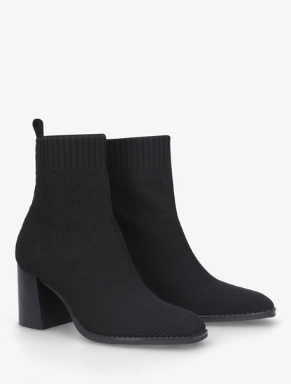 Bottines unies style chaussettes - Noir - 4