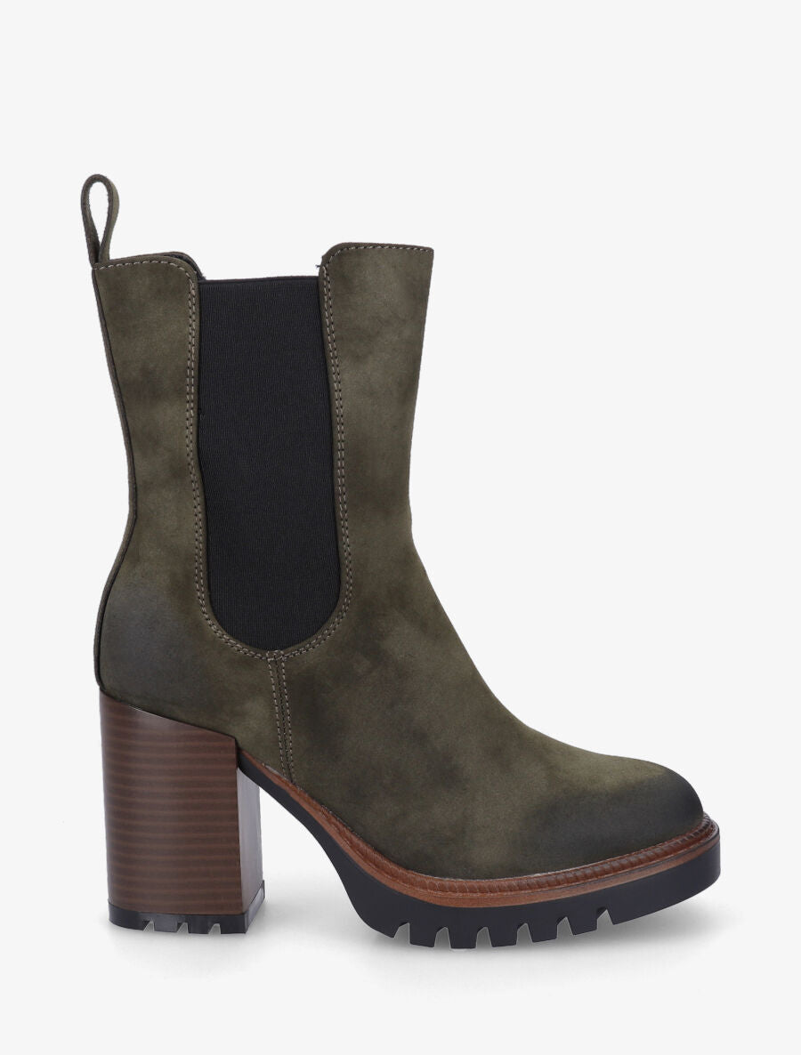 Bottines montantes en suédine - Kaki - 1