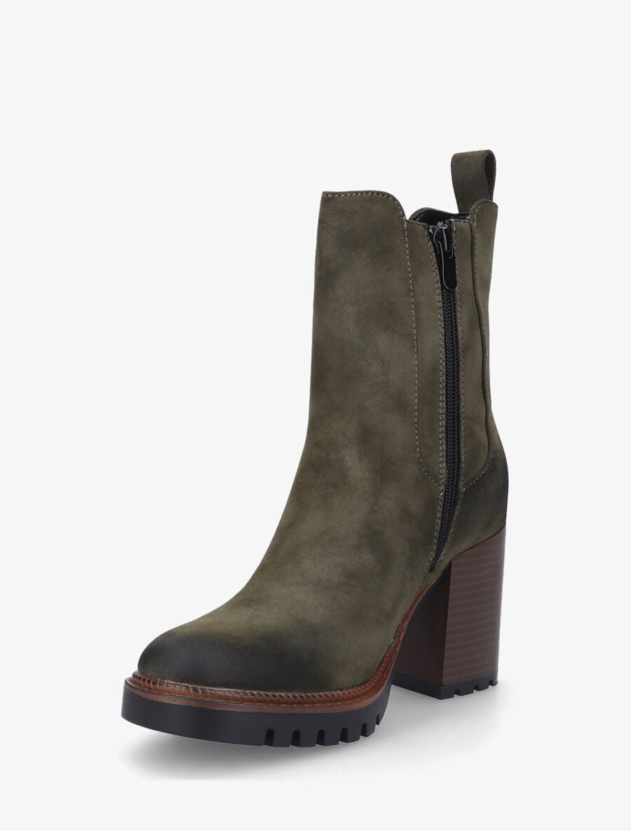 Bottines montantes en suédine - Kaki - 3
