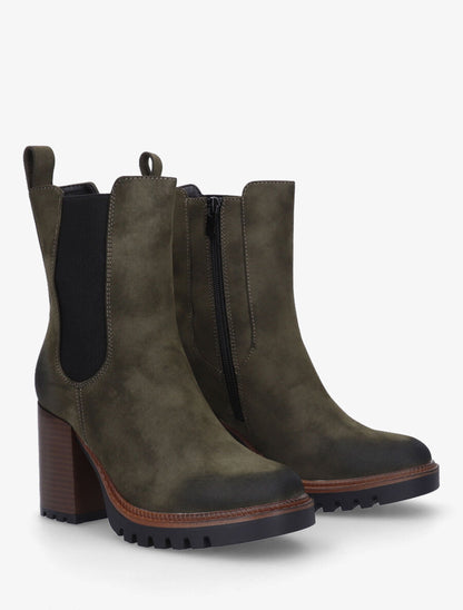 Bottines montantes en suédine - Kaki - 4