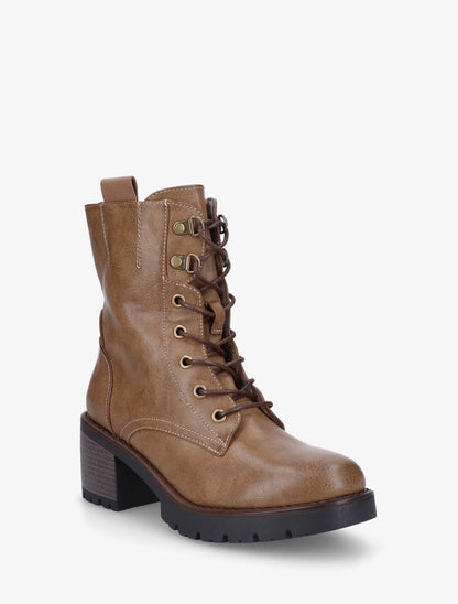 Bottines montantes à lacets en simili - Taupe - 2