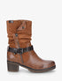 Bottines montantes bi-matière à zip - Camel - 1