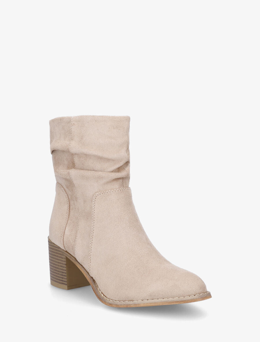 Bottines froncés en suédine - Beige - 2