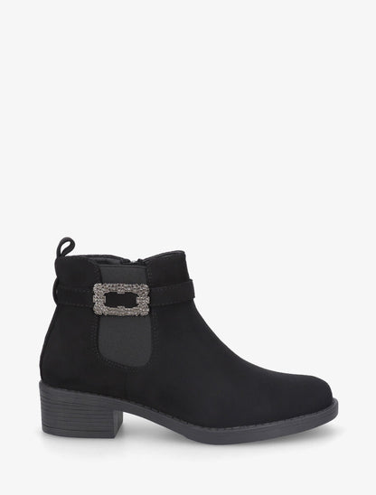 Bottines élastiquées à boucle strassé - Noir - 5