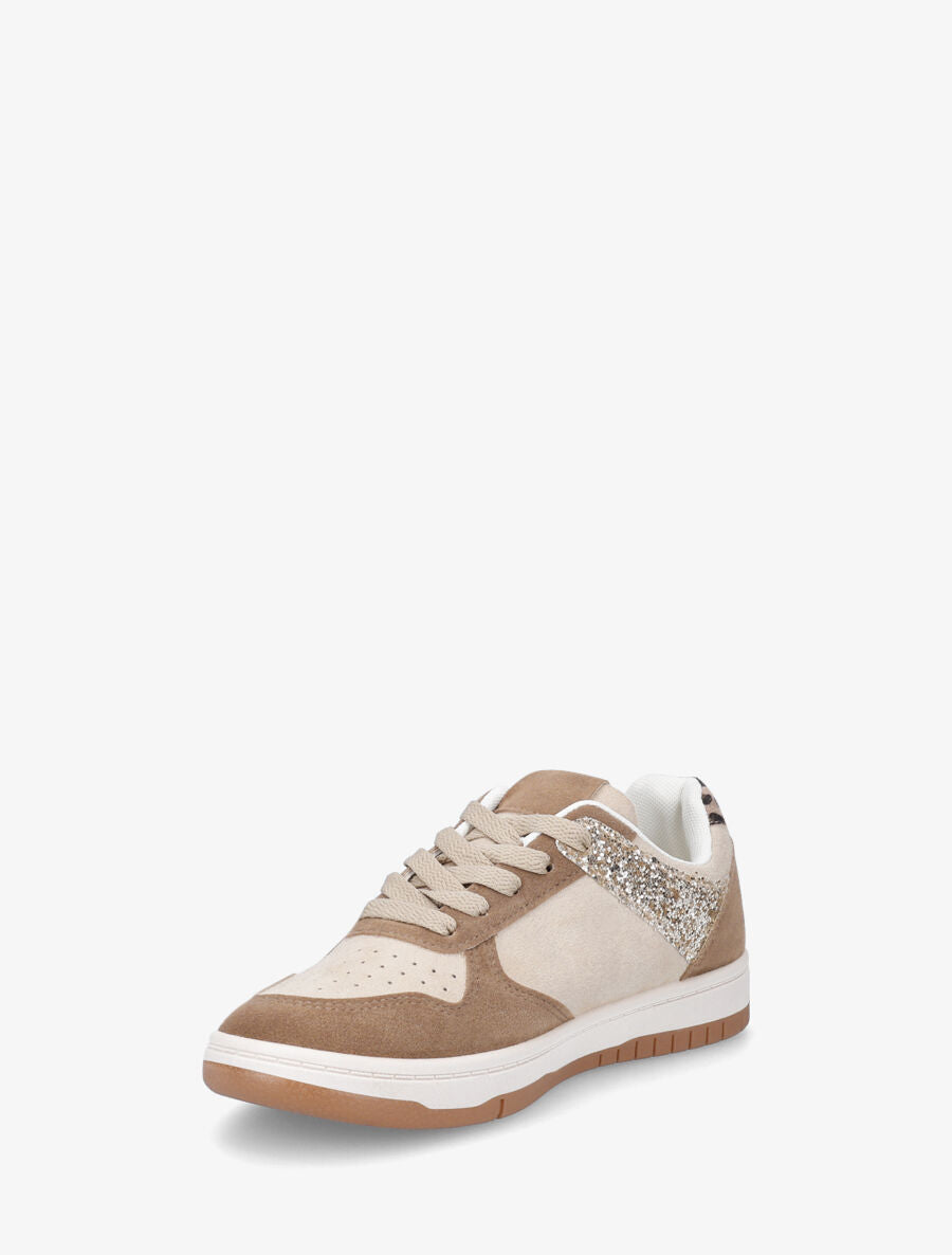 Sneakers en suédine à contrefort contrastant léopard - Taupe - 3