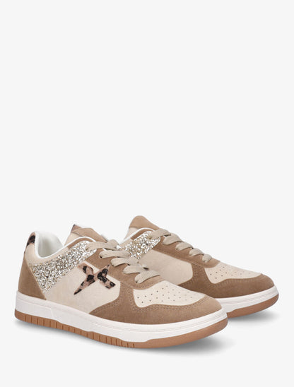 Sneakers en suédine à contrefort contrastant léopard - Taupe - 4