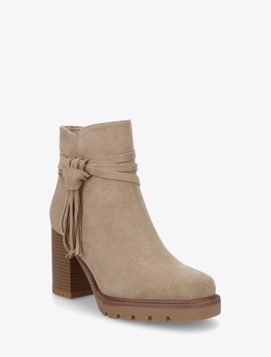 Bottines en suédine à talon - Taupe - 2