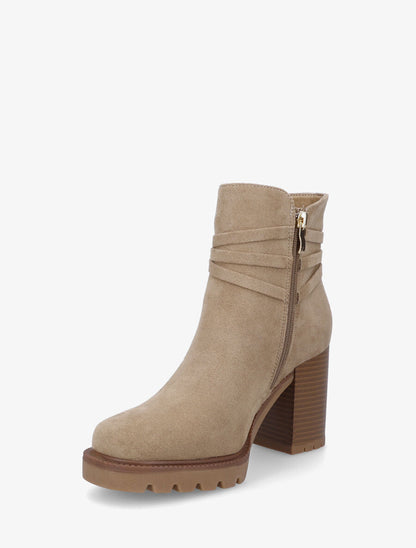 Bottines en suédine à talon - Taupe - 3