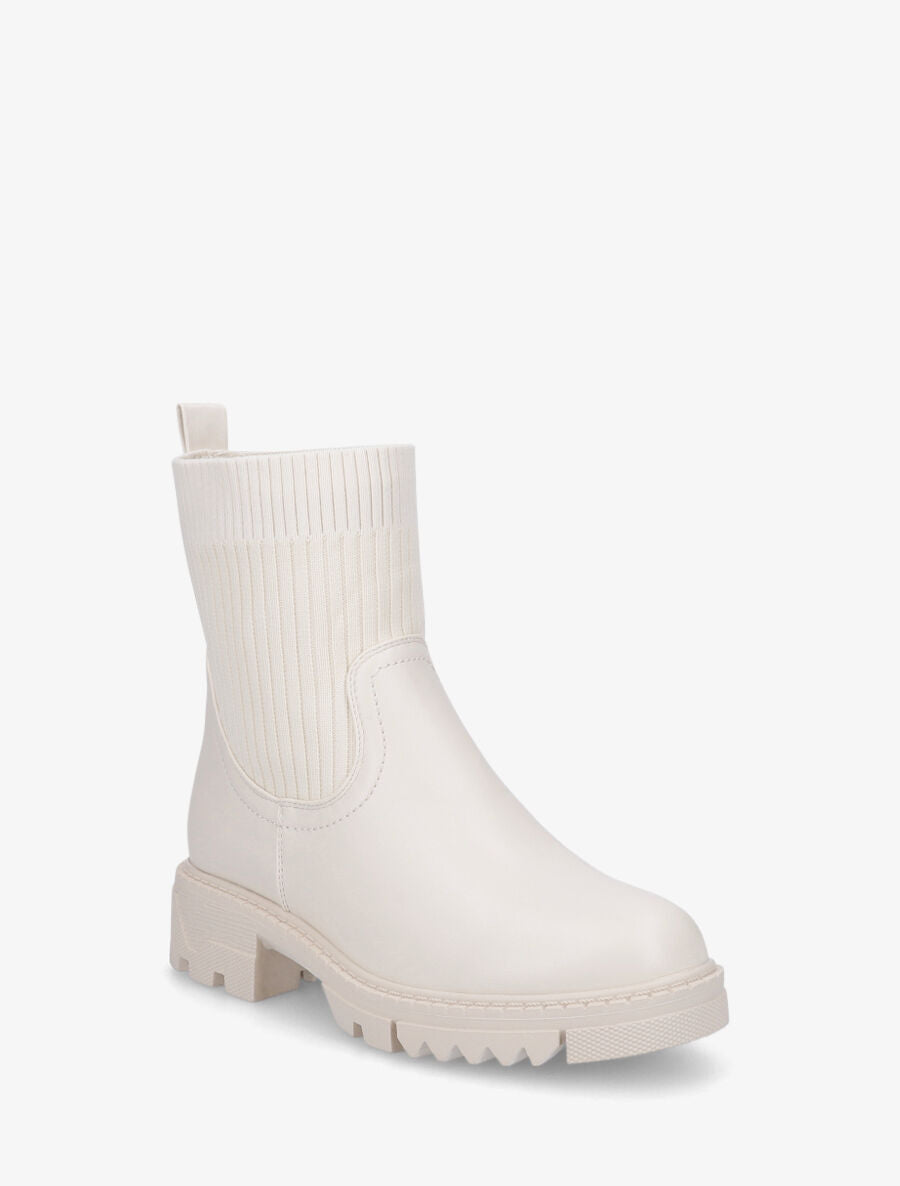 Bottines plates montantes bi-matière - Beige - 2