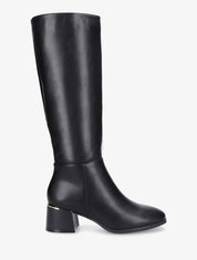 Bottes unies en simili à talon - Noir - 5