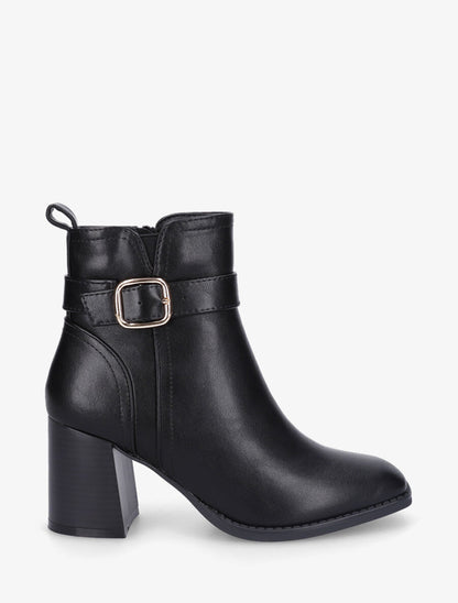 Bottines en simili à talon bottier - Noir - 1