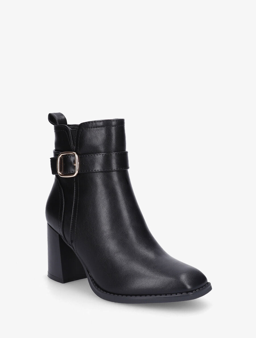 Bottines en simili à talon bottier - Noir - 2