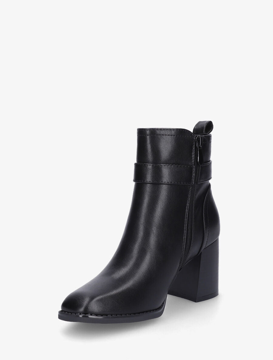 Bottines en simili à talon bottier - Noir - 3