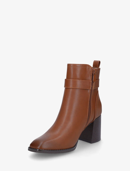 Bottines en simili à talon bottier - Camel - 3