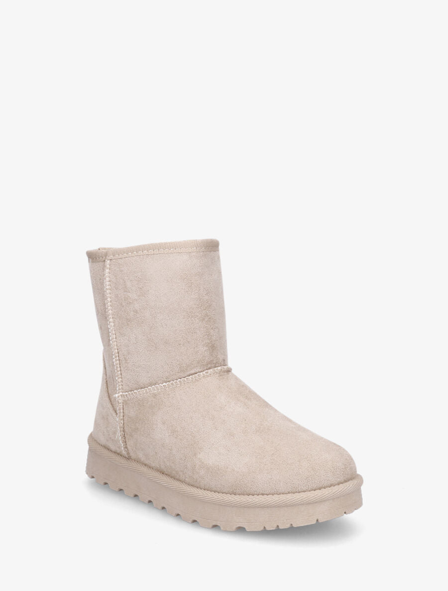 Boots unies en suédine - Beige - 2