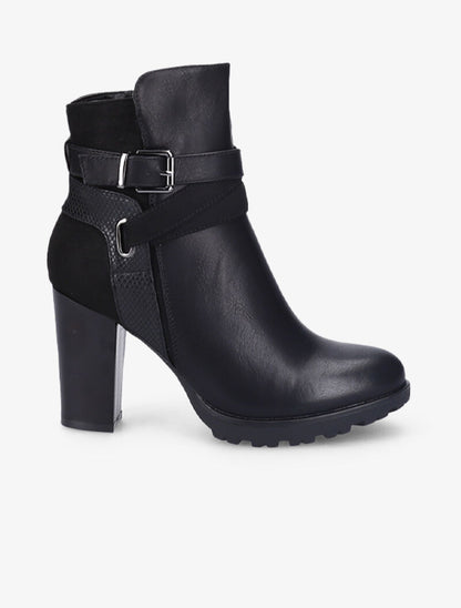 Bottines à empiècement stylisé effet python - Noir - 4