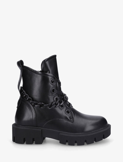 Bottines en simili et chaîne en maille - Noir - 1