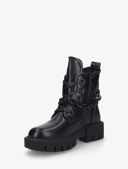 Bottines en simili et chaîne en maille - Noir - 3