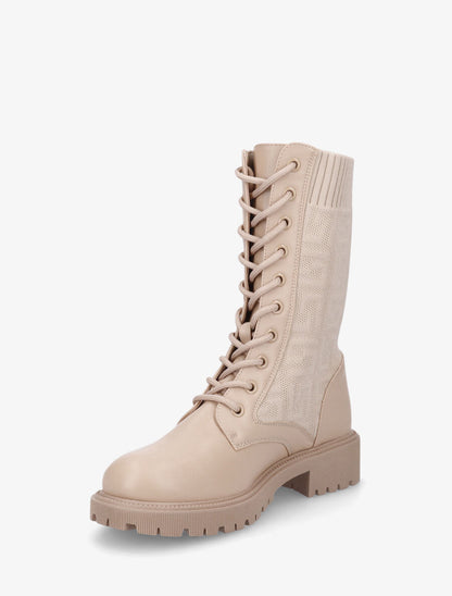 Bottines chaussettes à imprimé grec - Taupe - 3