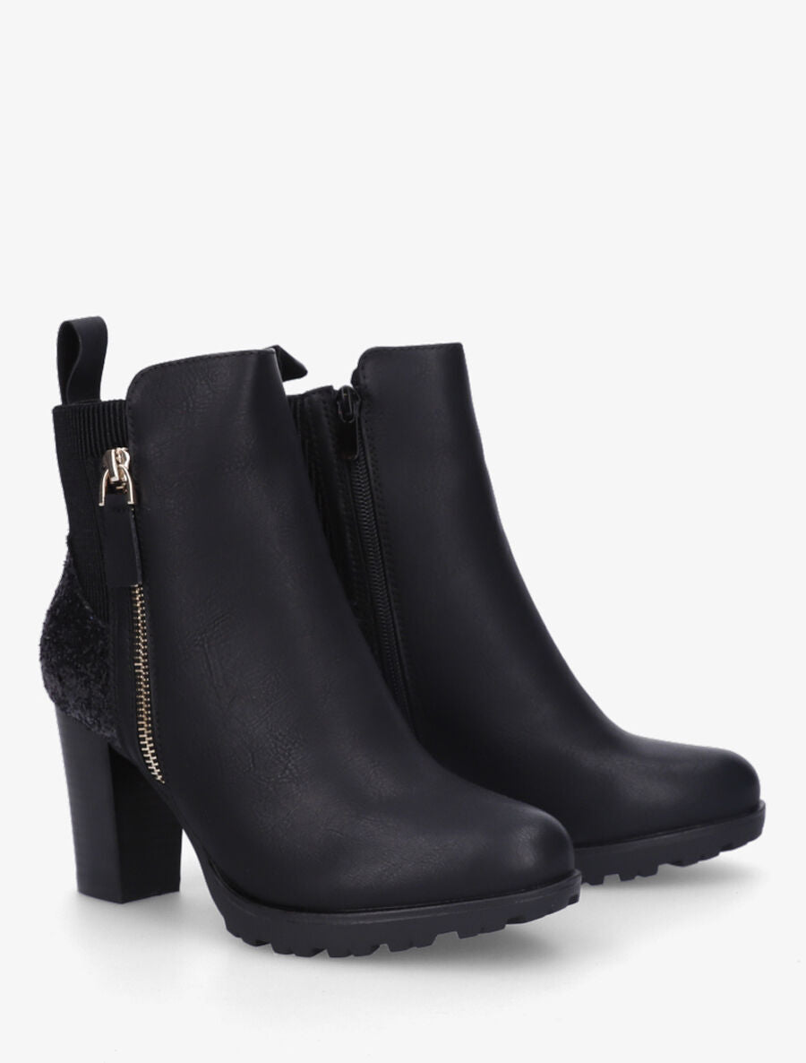 Bottines en simili et sequins - Noir - 4
