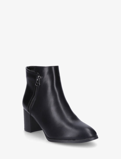Bottines en simili à zip décoratif - Noir - 2