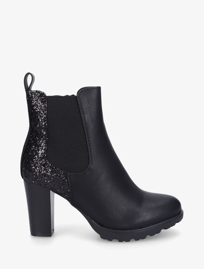 Bottines en simili à contrefort pailleté - Noir - 1