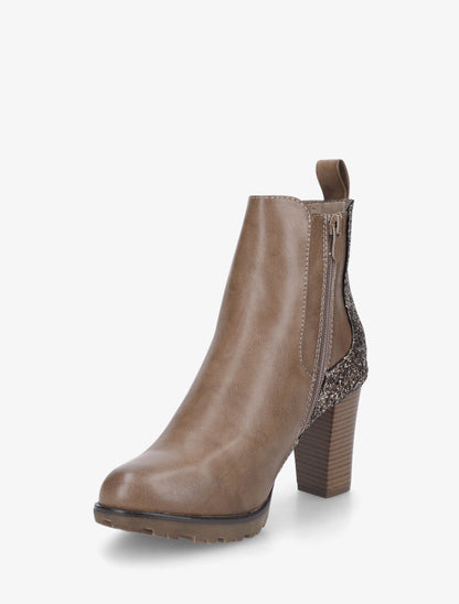 Bottines en simili à contrefort pailleté - Taupe - 3
