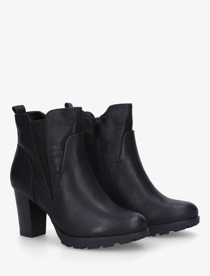 Bottines à talon et multi textures - Noir - 4