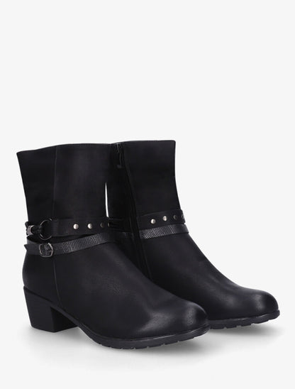 Bottines froncées en simili - Noir - 4