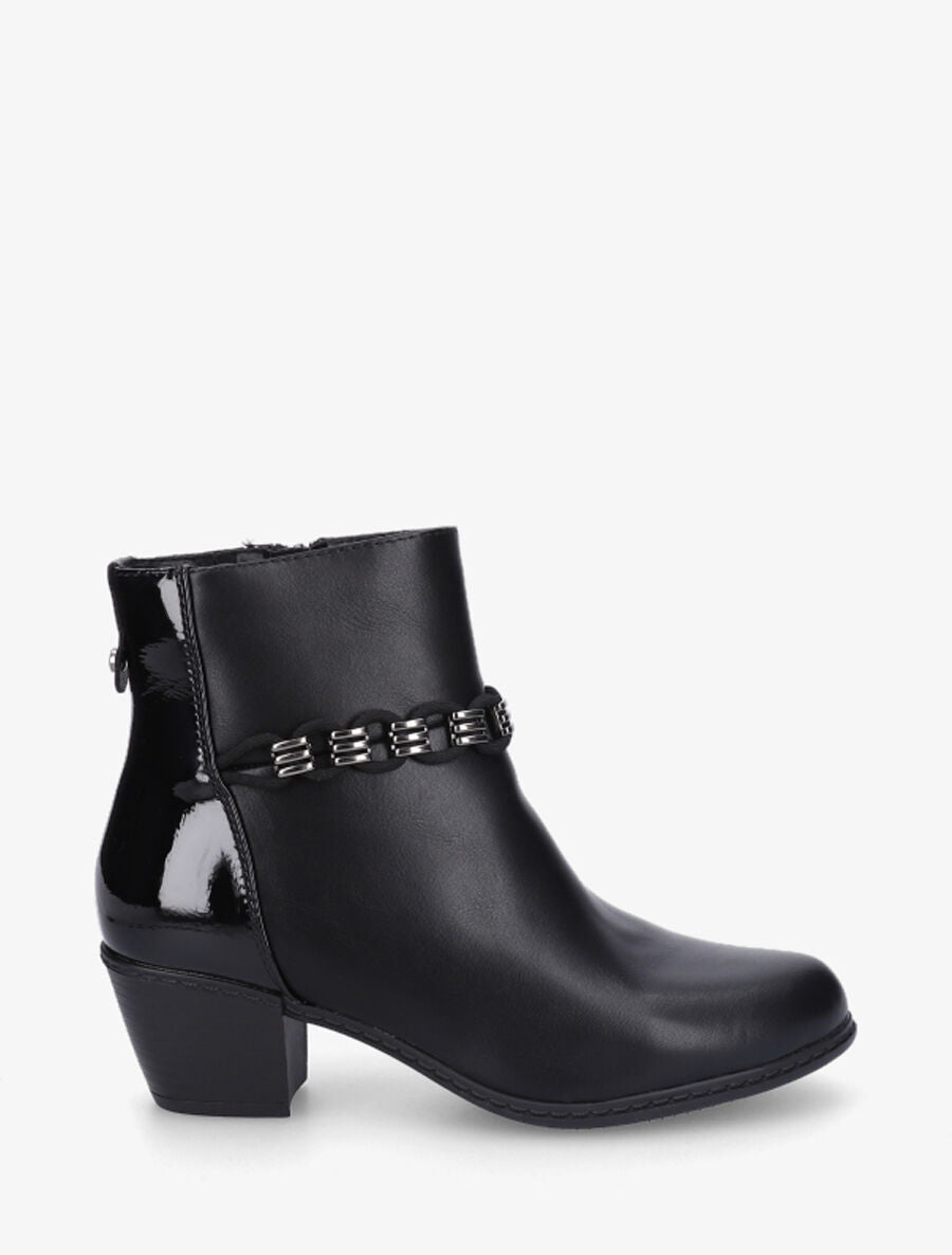Bottines en simili à contrefort vernis - Noir - 1