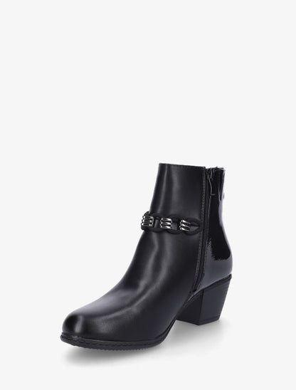 Bottines en simili à contrefort vernis - Noir - 3