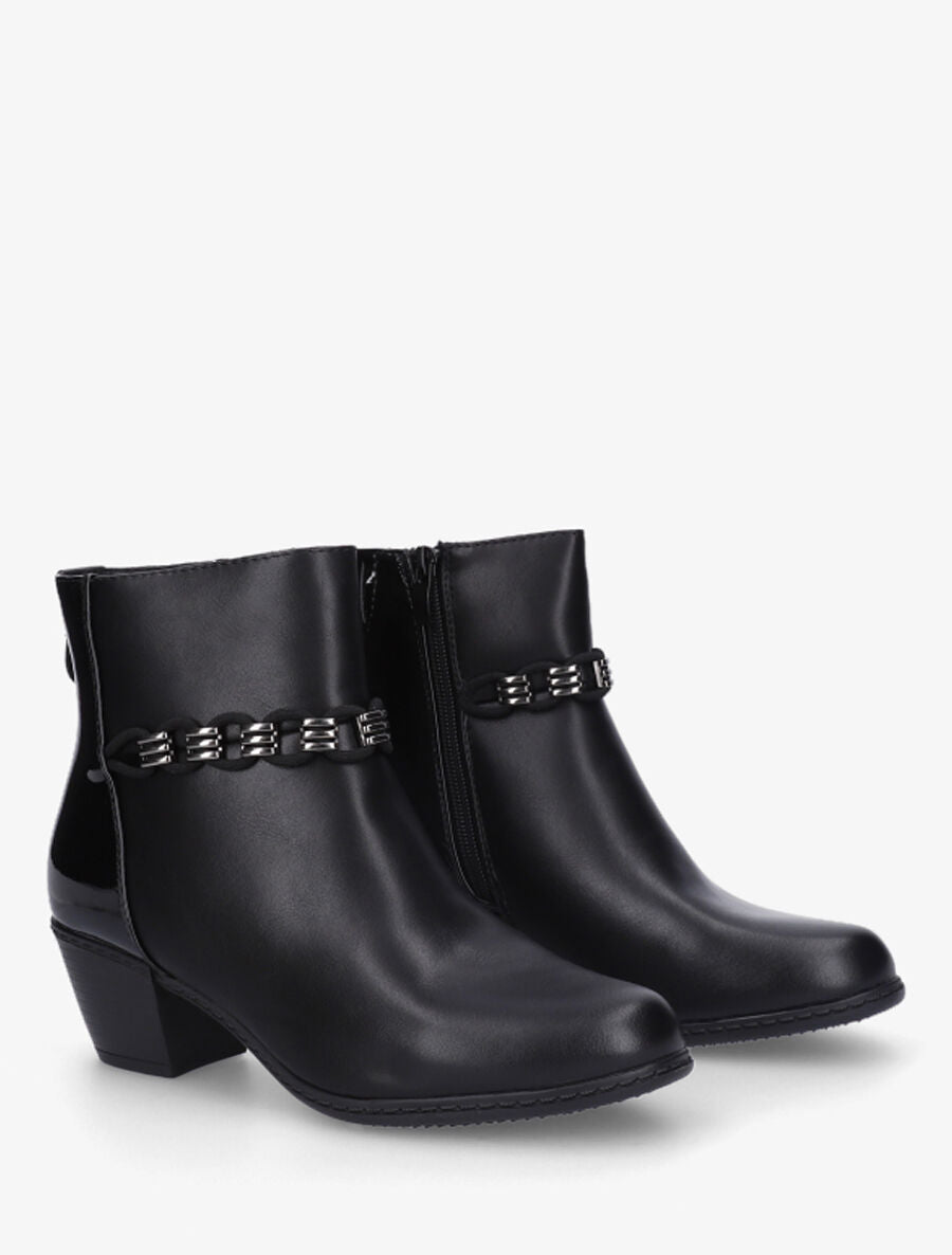 Bottines en simili à contrefort vernis - Noir - 4