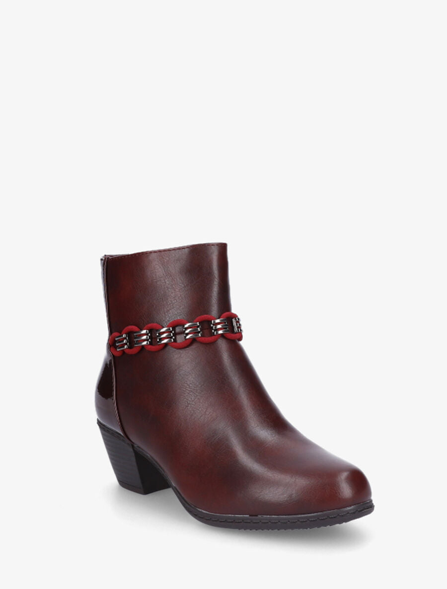 Bottines en simili à contrefort vernis - Bordeaux - 2