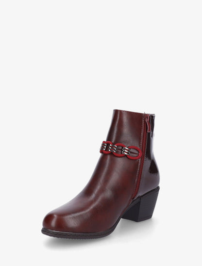 Bottines en simili à contrefort vernis - Bordeaux - 3