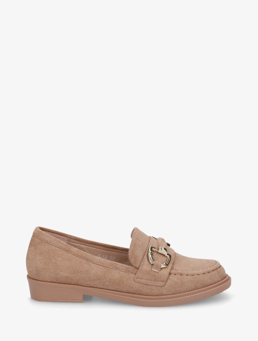 Mocassins unis en suédine - Taupe - 1