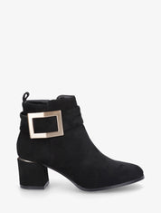 Bottines à boucle en suédine - Noir - 1