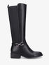 Bottes élastiquées en simili à talon - Noir - 1