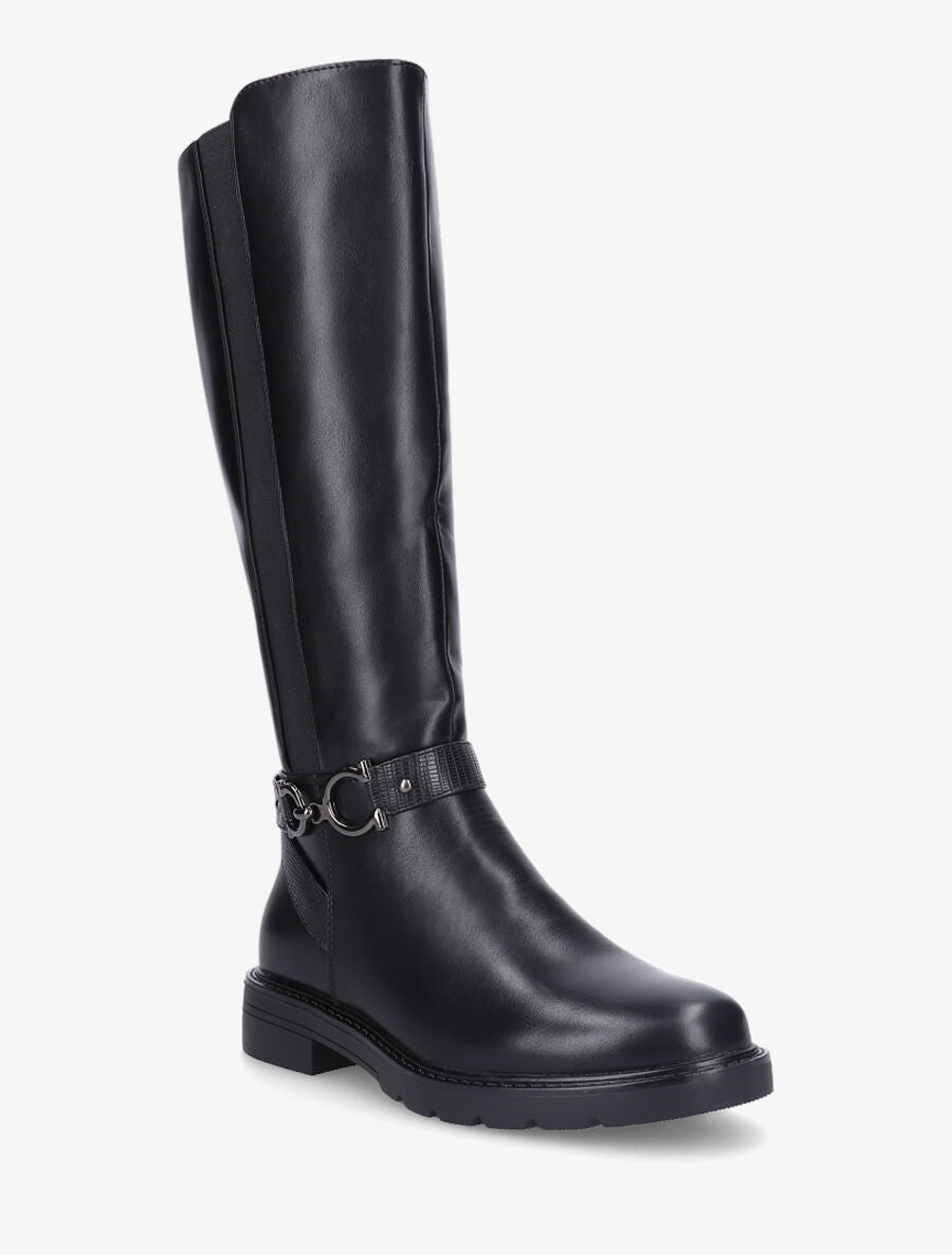 Bottes élastiquées unies à talon - Noir - 2