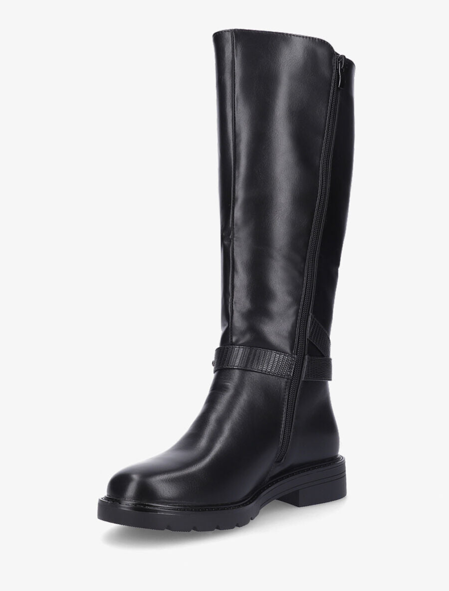 Bottes élastiquées unies à talon - Noir - 3