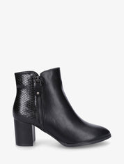 Bottines à talon contrefort python - Noir - 1