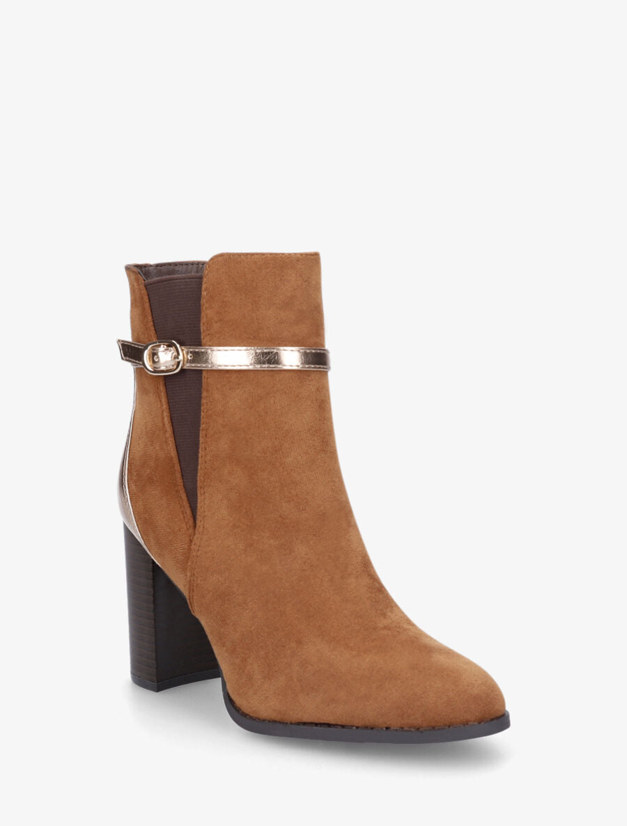 Bottines élastiquées bi-matière - Camel - 2