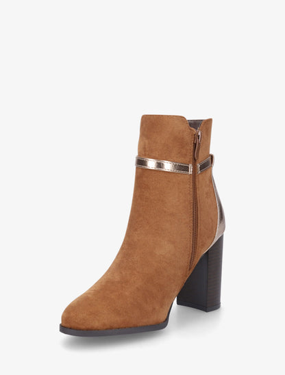 Bottines élastiquées bi-matière - Camel - 3