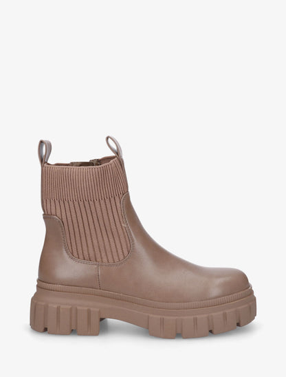 Bottines chaussettes à talon strié - Taupe - 5
